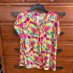 Dear Scarlett Vibrant Leaf Print Women's Blouse